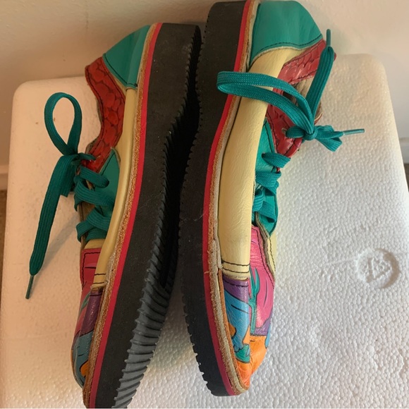 Soletech women’s Shoes SZ 8 Adult Low Top Cobbled Art Koolshoos Leather Dog. - Picture 4 of 8